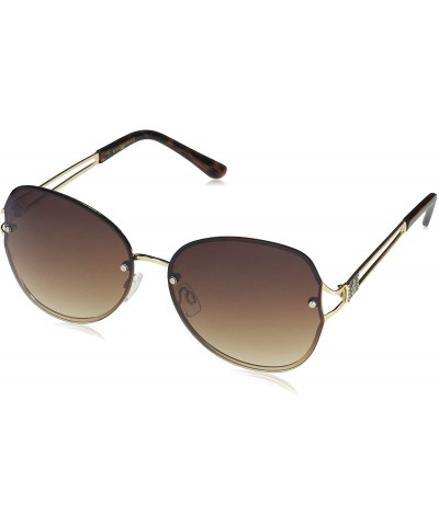 Square Women's R3302 Semi-Rimless Geometric Glam Sunglasses with Vented Temple & 100% UV Protection - 56 mm - CH193O5W3TI $17.78