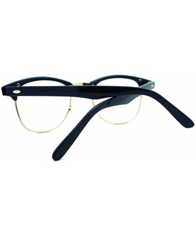 Wayfarer Vintage Retro Classic Half Horn Rim Clear Lens Eye Glasses - Blue - CQ11YFWI1F7 $12.54