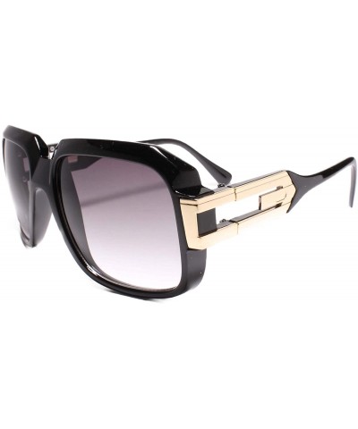 Square Classic Retro Hip Hop Rapper Style Sun Glasses - Black - CC18UM7W4XT $9.43