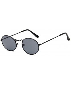 Oval Vintage Oval Small Metal Frame Steampunk Sunglasses Female Eyewear - Black Gray - C118U34LM8C $15.76