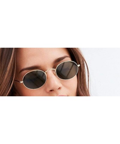 Oval Vintage Oval Small Metal Frame Steampunk Sunglasses Female Eyewear - Black Gray - C118U34LM8C $15.76