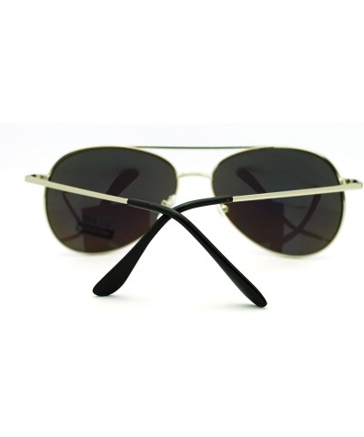 Aviator Color Mirror Lens Cop Pilot Metal Aviator Sunglasses Unisex - Silver (Teal Mirror) - CU186USOATT $9.36