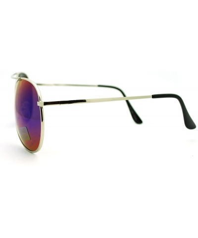 Aviator Color Mirror Lens Cop Pilot Metal Aviator Sunglasses Unisex - Silver (Teal Mirror) - CU186USOATT $9.36