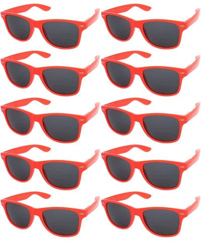 Rectangular Vintage Retro Eyeglasses Sunglasses Smoke Lens 10 Pack Colored Colors Frame - Red_10_pairs - C81273DJ01N $19.29