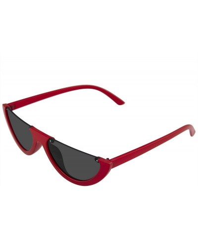 Rimless Clout Goggles Cat Eye Sunglasses Vintage Half Mod Style Retro Sunglasses - Red - C618WLR4HNY $8.90