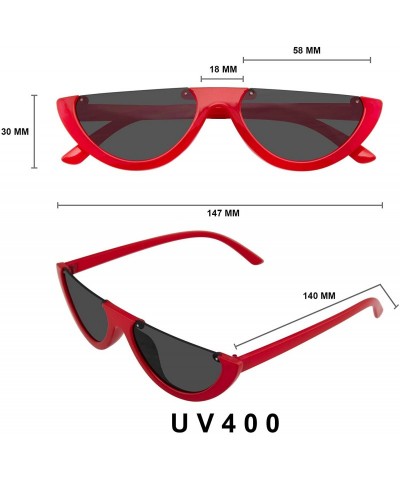 Rimless Clout Goggles Cat Eye Sunglasses Vintage Half Mod Style Retro Sunglasses - Red - C618WLR4HNY $8.90