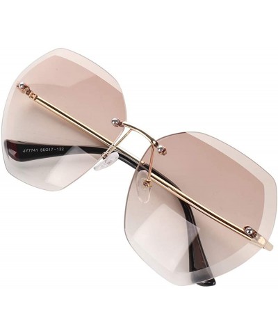 Rimless Women Luxury Rimless Sunglasses - Summer Oversized Vintage Shades Sun Glasses - A5 - CG196D8CSDD $24.45
