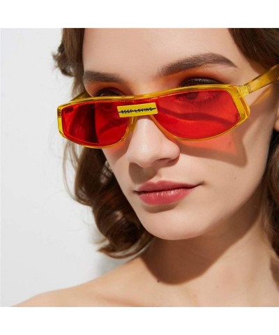 Square Red Sunglasses Square Women's Fashion Eyewear Retro Sun Glasses Male Gifts One Piece - Full Black - CV18WXTXR6N $12.02