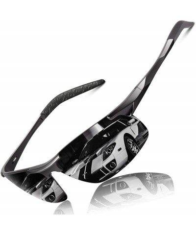 Rectangular Polarized Sunglasses for Men Sports Sun Glasses Driving Cycling Fishing Shades - 1 Black Frame/Grey Lens - CB18SA...