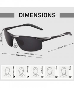 Rectangular Polarized Sunglasses for Men Sports Sun Glasses Driving Cycling Fishing Shades - 1 Black Frame/Grey Lens - CB18SA...