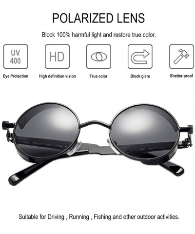 Shield snail Polarized Sunglasses Steampunk Protection - Black Frame/Black Lens - C418O6I3CUA $12.30