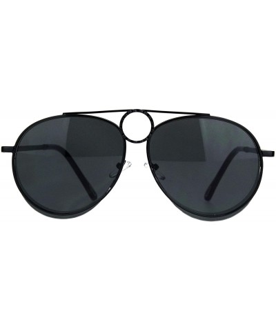 Aviator Unisex Ring Jewel Luxury Designer Fashion Pilots Metal Rim Sunglasses - All Black - C118KIQALQE $27.33