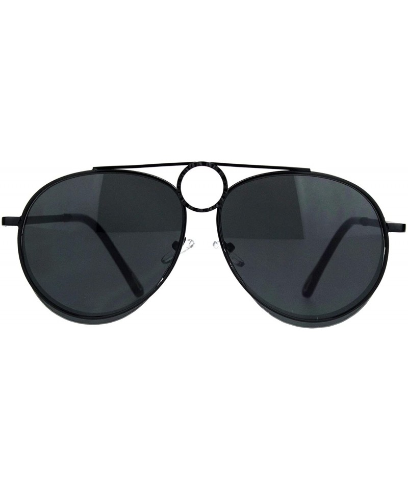 Aviator Unisex Ring Jewel Luxury Designer Fashion Pilots Metal Rim Sunglasses - All Black - C118KIQALQE $25.16