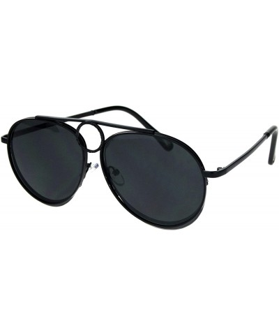 Aviator Unisex Ring Jewel Luxury Designer Fashion Pilots Metal Rim Sunglasses - All Black - C118KIQALQE $25.16