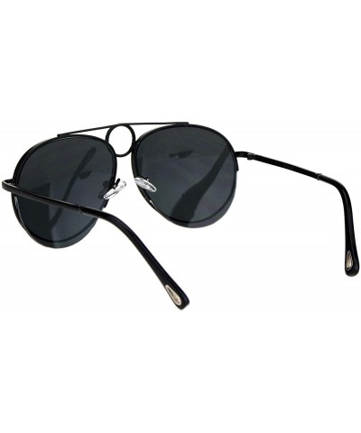Aviator Unisex Ring Jewel Luxury Designer Fashion Pilots Metal Rim Sunglasses - All Black - C118KIQALQE $25.16