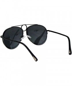 Aviator Unisex Ring Jewel Luxury Designer Fashion Pilots Metal Rim Sunglasses - All Black - C118KIQALQE $10.25