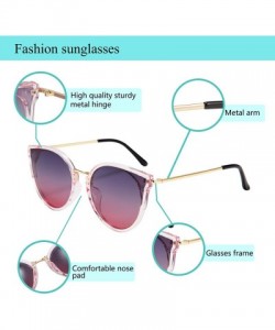 Semi-rimless Polarized Retro Cat Eye Fashion Sunglasses for Women 100% UV400 Protection - C518TXK0Z45 $12.56