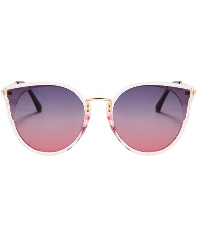 Semi-rimless Polarized Retro Cat Eye Fashion Sunglasses for Women 100% UV400 Protection - C518TXK0Z45 $12.56