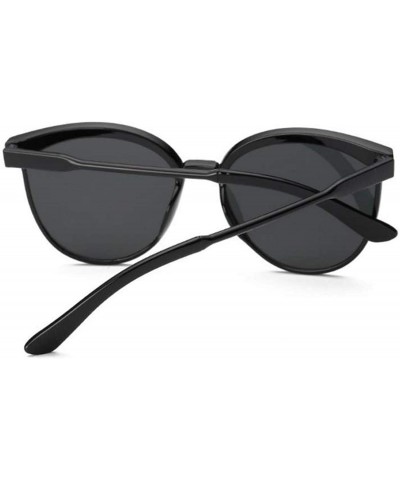 Cat Eye Vintage Black Sunglasses Women Cat Eye Sun Glasses Color Lens Mirror Lady Sunglass Female Fashion Oculos - Blue - CE1...