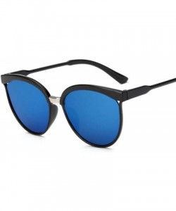 Cat Eye Vintage Black Sunglasses Women Cat Eye Sun Glasses Color Lens Mirror Lady Sunglass Female Fashion Oculos - Blue - CE1...