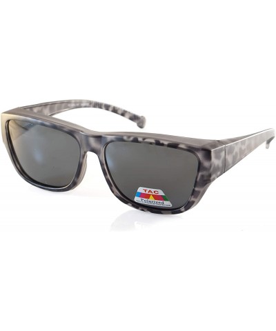 Square Unisex Large Polarized Matte Camo Print Fit-Over Rectangular Sunglasses P024 - Grey - C518M4CNR64 $25.54