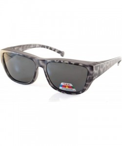 Square Unisex Large Polarized Matte Camo Print Fit-Over Rectangular Sunglasses P024 - Grey - C518M4CNR64 $12.60