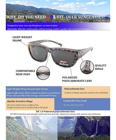 Square Unisex Large Polarized Matte Camo Print Fit-Over Rectangular Sunglasses P024 - Grey - C518M4CNR64 $12.60