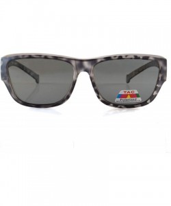 Square Unisex Large Polarized Matte Camo Print Fit-Over Rectangular Sunglasses P024 - Grey - C518M4CNR64 $12.60