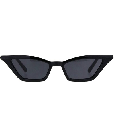 Cat Eye Womens Squared Thin Plastic Minimalist Cat Eye Sunglasses - All Black - C018IINRHWI $12.10
