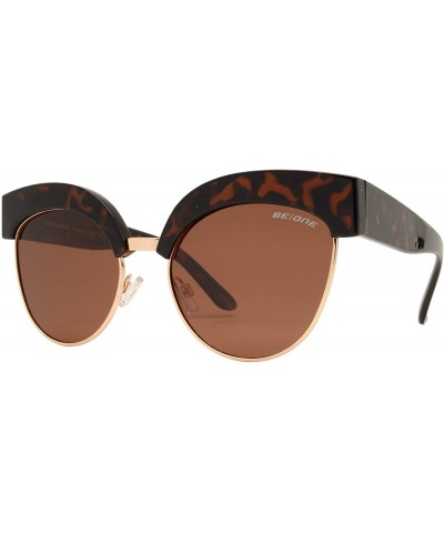 Cat Eye Polarized Cat Eye Flat Lens Sunglasses for Women - UV Protection - Dark Tortoise + Brown - CZ1939D2Q59 $31.33