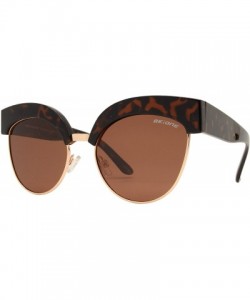 Cat Eye Polarized Cat Eye Flat Lens Sunglasses for Women - UV Protection - Dark Tortoise + Brown - CZ1939D2Q59 $17.44