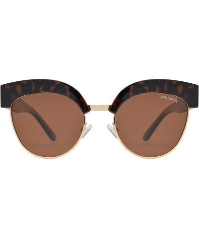 Cat Eye Polarized Cat Eye Flat Lens Sunglasses for Women - UV Protection - Dark Tortoise + Brown - CZ1939D2Q59 $17.44