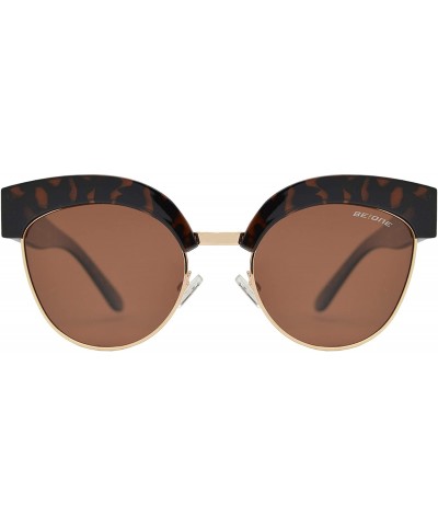 Cat Eye Polarized Cat Eye Flat Lens Sunglasses for Women - UV Protection - Dark Tortoise + Brown - CZ1939D2Q59 $17.44