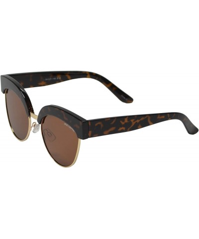 Cat Eye Polarized Cat Eye Flat Lens Sunglasses for Women - UV Protection - Dark Tortoise + Brown - CZ1939D2Q59 $17.44