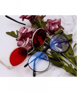 Round Clear Lens Metal Frame Sunglasses Retro Woman Yellow Red Sun Glasses Round Gold UV400 Birthday Gift Items - T7 - CW197A...