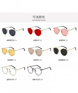 Round Clear Lens Metal Frame Sunglasses Retro Woman Yellow Red Sun Glasses Round Gold UV400 Birthday Gift Items - T7 - CW197A...
