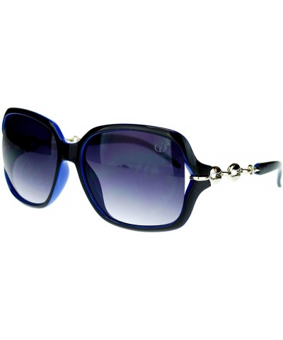 Butterfly Womens Oversized 2 Tone Expose Lens Jewel Chain Arm Butterfly Sunglasses - Black Blue - C411NSKXPCL $10.01