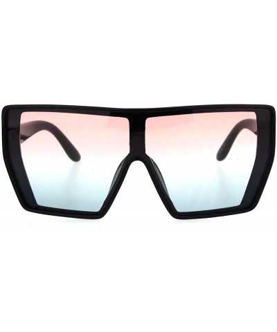 Oversized Womens Plastic Shield Robotic Oversize 80s Sunglasses - Black Pink Blue - CW18I65ZNDE $10.69