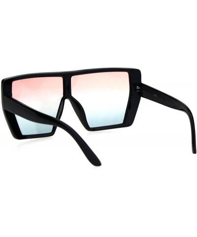 Oversized Womens Plastic Shield Robotic Oversize 80s Sunglasses - Black Pink Blue - CW18I65ZNDE $10.69