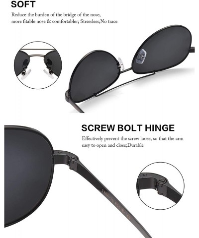 Aviator Men Aviator Sunglasses Polarized Women UV 400 Protection 60MM Fashion Style- Driving - 13 Black / Non Mirror - CL18U5...