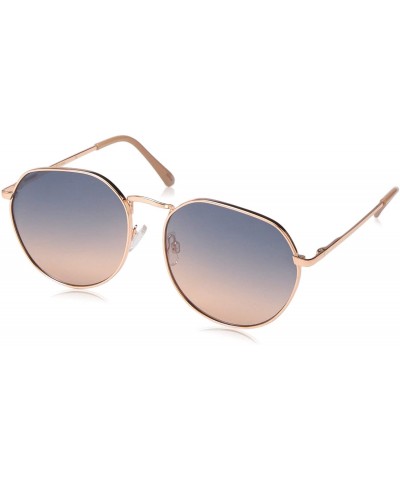 Round Women's LD278 Geometric Sunglasses with 100% UV Protection - 56 mm - Rose Gold & Nude - CF18O37O2LD $85.21