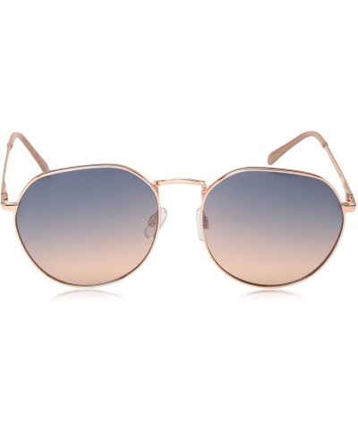 Round Women's LD278 Geometric Sunglasses with 100% UV Protection - 56 mm - Rose Gold & Nude - CF18O37O2LD $47.12