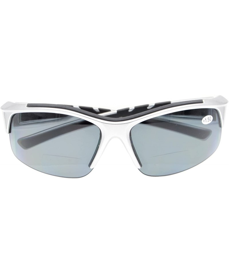 Sport Unisex Sports Bifocal Half Rimless Sunglasses For Running Fishing - Silver - CS18CKA3UMY $23.63