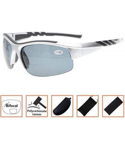 Sport Unisex Sports Bifocal Half Rimless Sunglasses For Running Fishing - Silver - CS18CKA3UMY $23.63