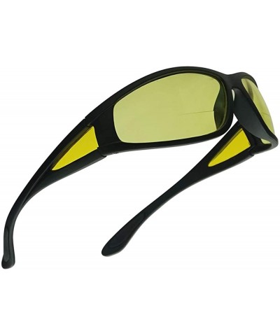 Shield Driving Bifocal Polycarbonate Reading Sunglasses - Matte Black - Yellow - CI18WWTWCQK $19.95