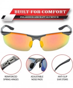 Rectangular Polarized Rectangular Al-Mg Metal Half Frame Driving Sport Sunglasses For Men - CG18HM8UGRC $26.47