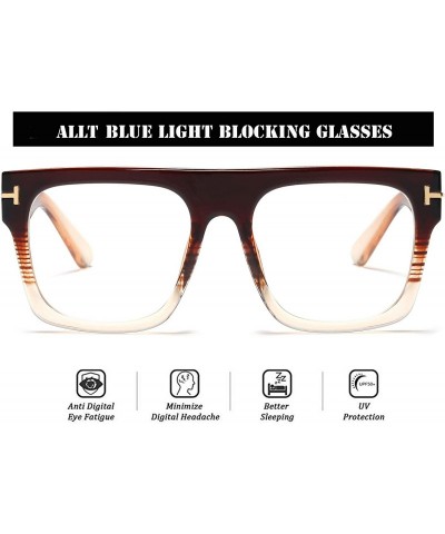 Aviator Unisex Large Square Optical Eyewear Non-prescription Eyeglasses Flat Top Clear Lens Glasses Frames - CI1992Q3G75 $15.84