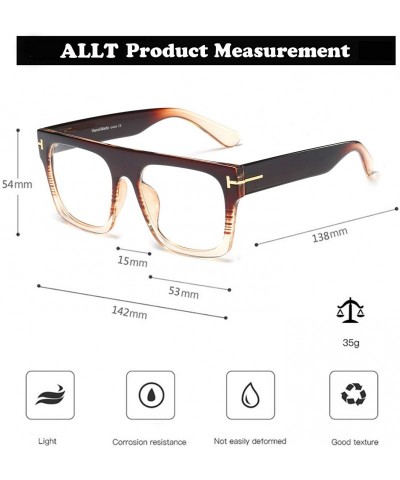 Aviator Unisex Large Square Optical Eyewear Non-prescription Eyeglasses Flat Top Clear Lens Glasses Frames - CI1992Q3G75 $15.84