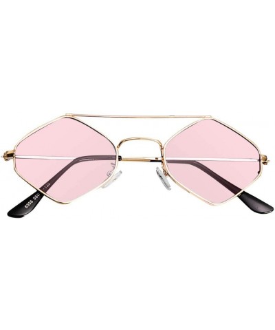 Goggle Sunglasses Retro Vintage Narrow Cat Glasses Eye Sunglasses for Women Clout Goggles Plastic Frame (Pink) - Pink - C618R...