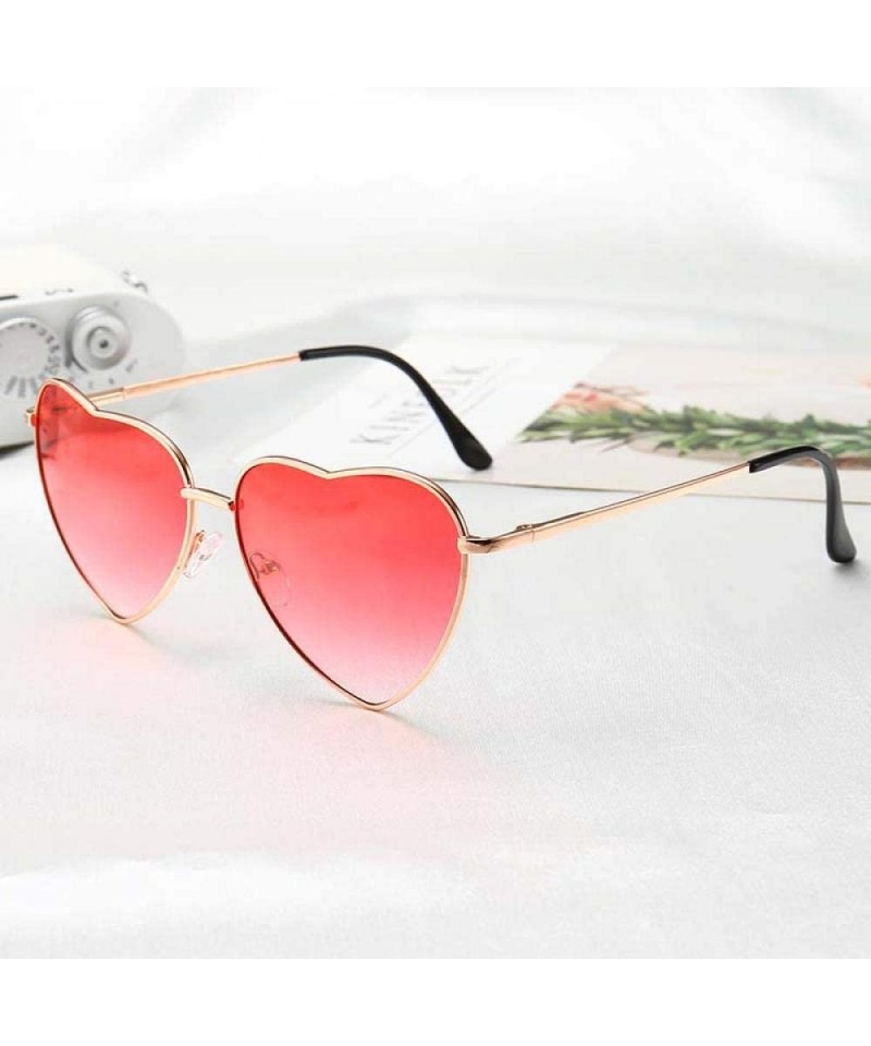 Aviator New Fashion Heart-shaped Sunglasses For Girl Retro Metal Frame Pink Mirror C1 - C4 - C918XQZTAM8 $10.54